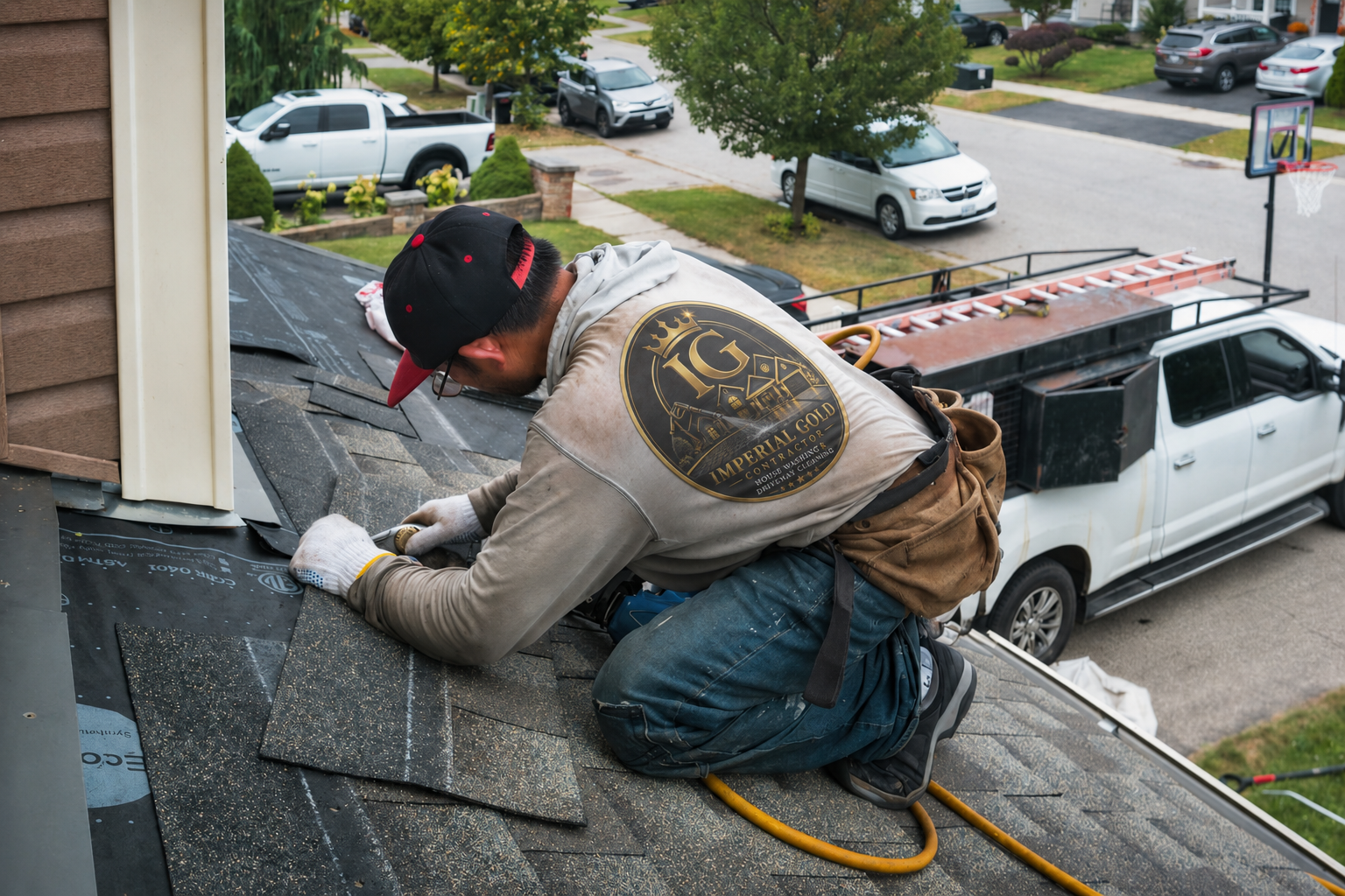 Roof service work example